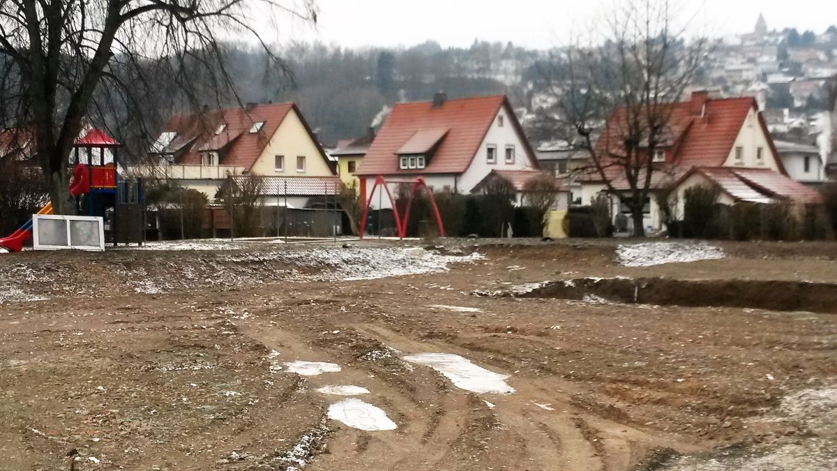 In der Seelmannstrae in Kronach entsteht der Ersatzneubau des Kindergartens Sternenhimmel. Bildquelle: Peter Fiedler